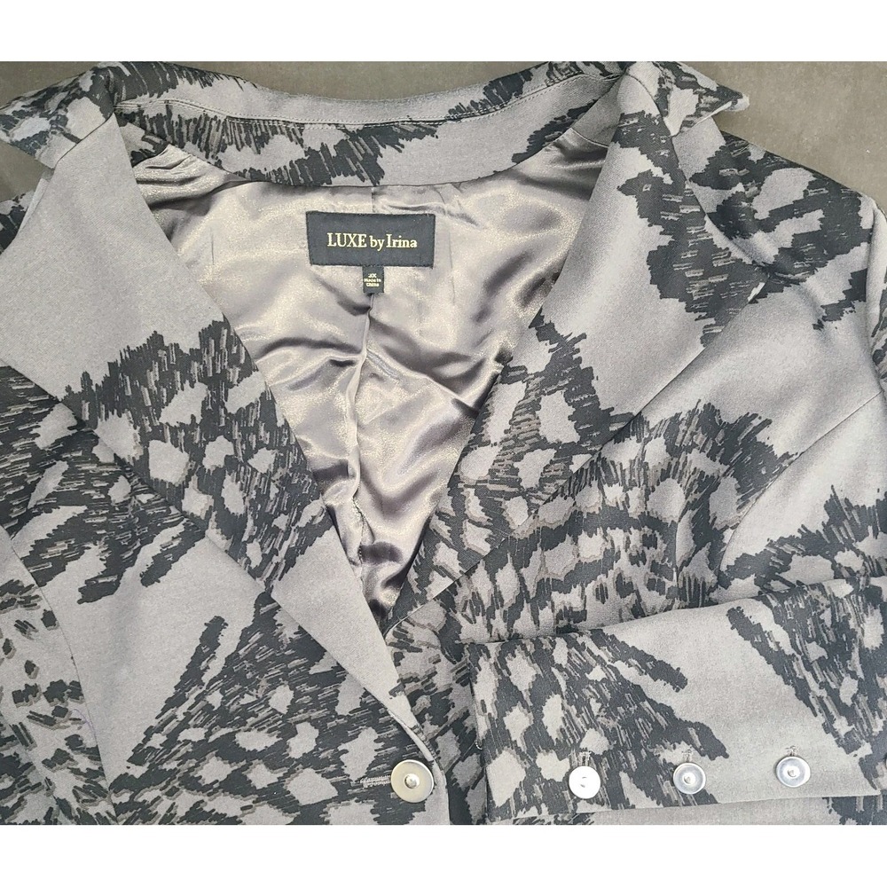 Luxe by Irina Statement Womans Jacket  3X Gray Black Abstract Butterfly Wings